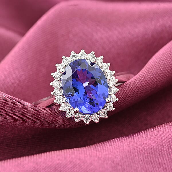 Certified & Appraised Rhapsody 950 Platinum AAAA Tanzanite And E-F VS Diamond Ring 6.20 Grams 3.10 Ctw
