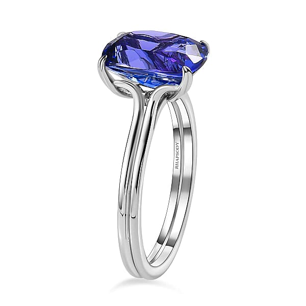 Certified & Appraised Rhapsody 950 Platinum AAAA Tanzanite And E-F VS2 Diamond Solitaire Ring 5.25 Grams 5.30 Ctw
