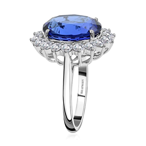 Certified & Appraised Rhapsody 950 Platinum AAAA Tanzanite And E-F VS Diamond Sunburst Ring 9.26 Grams 11.25 Ctw