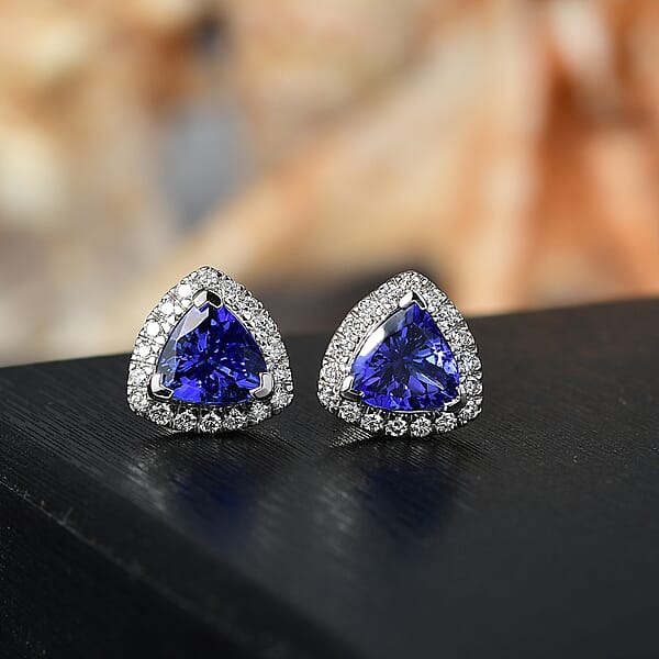 Certified & Appraised Rhapsody 950 Platinum AAAA Tanzanite Diamond (E-F VS) Earrings (Del. In 10-15 Days) 1.46 Ctw