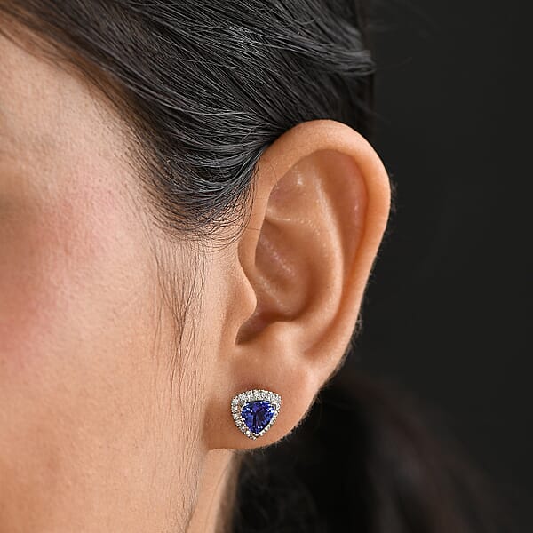 Certified & Appraised Rhapsody 950 Platinum AAAA Tanzanite Diamond (E-F VS) Earrings (Del. In 10-15 Days) 1.46 Ctw