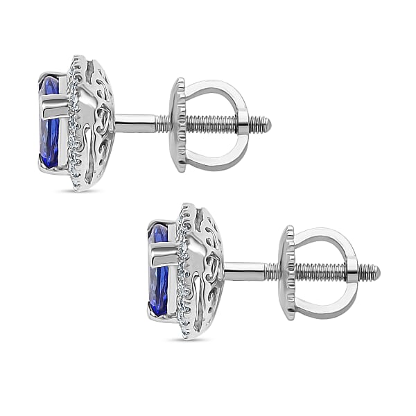 Certified & Appraised Rhapsody 950 Platinum AAAA Tanzanite Diamond (E-F VS) Earrings (Del. In 10-15 Days) 1.46 Ctw