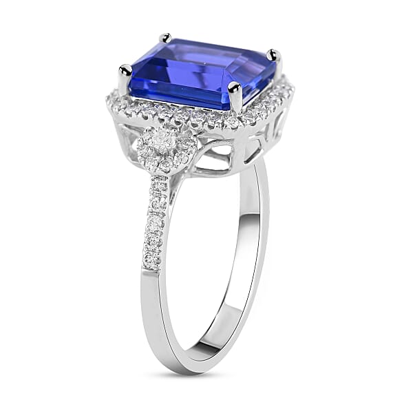 Certified & Appraised Rhapsody 950 Platinum AAAA Tanzanite And E-F VS Diamond Ring 5.80 Grams 3.85 Ctw (Del. In 10-15 Days)