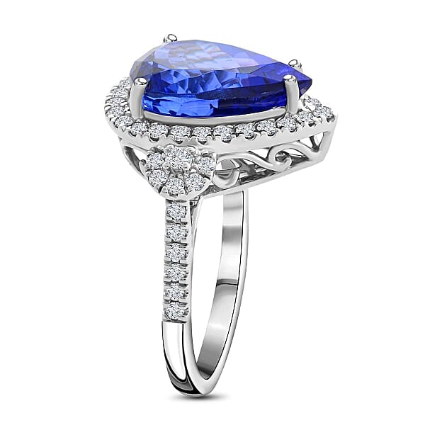 Certified & Appraised Rhapsody 950 Platinum AAAA Tanzanite And E-F VS Diamond Ring 8.65 Grams 7.50 Ctw