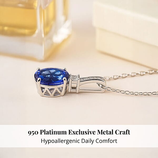 Certified & Appraised Rhapsody 950 Platinum AAAA Tanzanite And E-F VS Diamond Statement Pendant Without Chain 2.75 Ctw