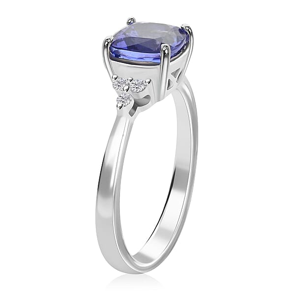Certified & Appraised Rhapsody 950 Platinum AAAA Tanzanite And Diamond E-F VS Ring 4 Grams 1.60 Ctw