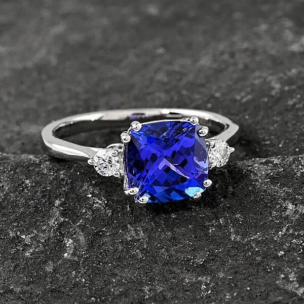 Certified & Appraised Rhapsody 950 Platinum AAAA Tanzanite And E-F VS Diamond Ring 4.15 Grams 2.80 Ctw