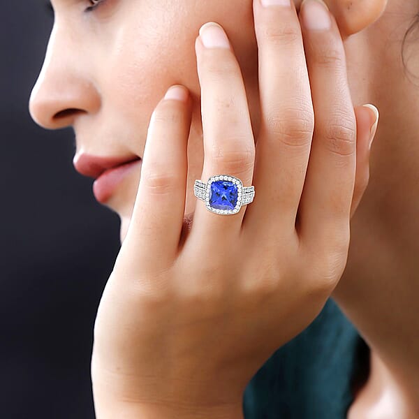 Certified & Appraised Rhapsody 950 Platinum AAAA Tanzanite And E-F VS Diamond Ring 13 Grams 8.40 Ctw
