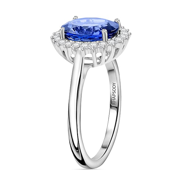 Certified & Appraised Rhapsody 950 Platinum AAAA Tanzanite And E-F VS Diamond Ring 6.20 Grams 3.10 Ctw