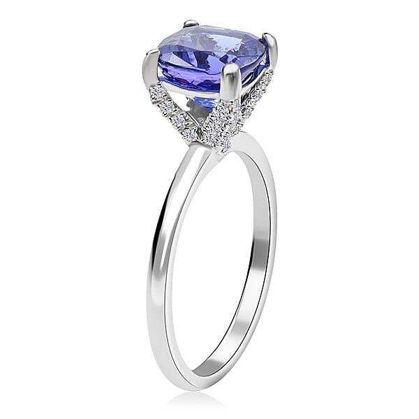 Certified & Appraised Rhapsody 950 Platinum AAAA Tanzanite And E-F VS Diamond Ring 2.75 Ctw 4.40 Grams