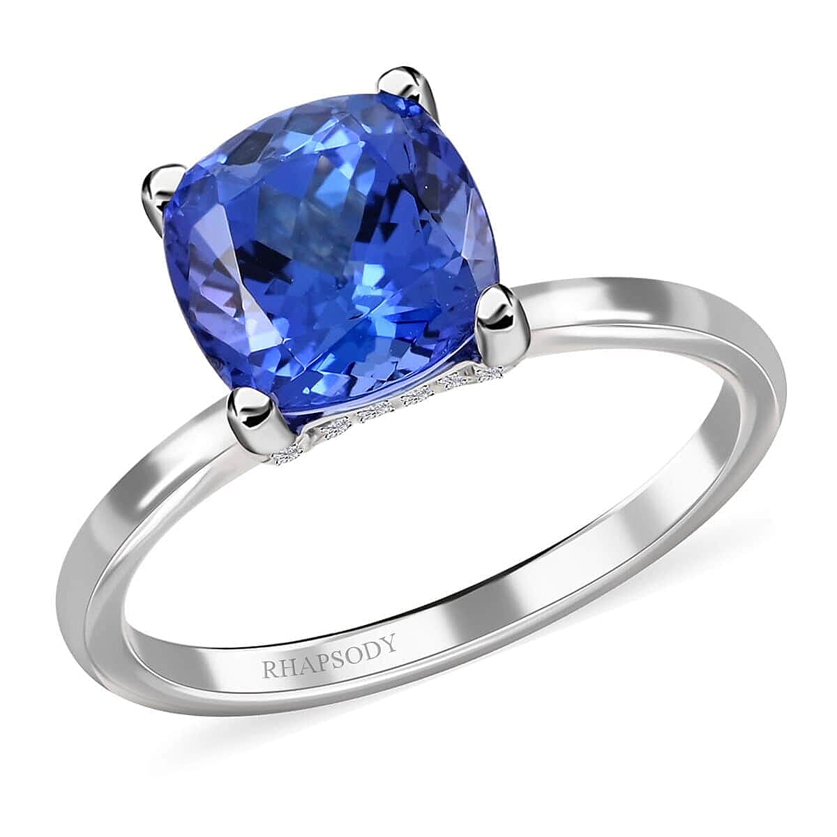 Certified & Appraised Rhapsody 950 Platinum AAAA Tanzanite and E-F VS Diamond Ring 2.75 ctw 4.40 Grams