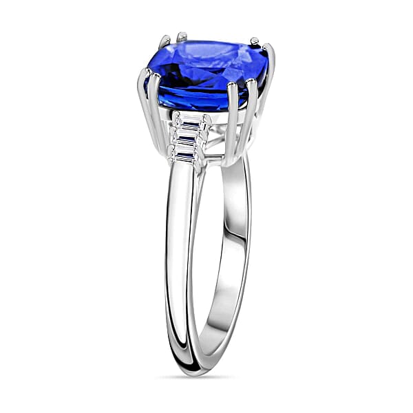 Certified & Appraised Rhapsody 950 Platinum AAAA Tanzanite And E-F VS Diamond Ring 5.40 Grams 3.75 Ctw