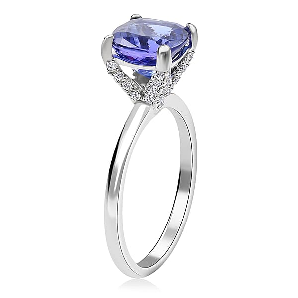 Certified & Appraised Rhapsody 950 Platinum AAAA Tanzanite And E-F VS Diamond Ring 2.75 Ctw 4.40 Grams