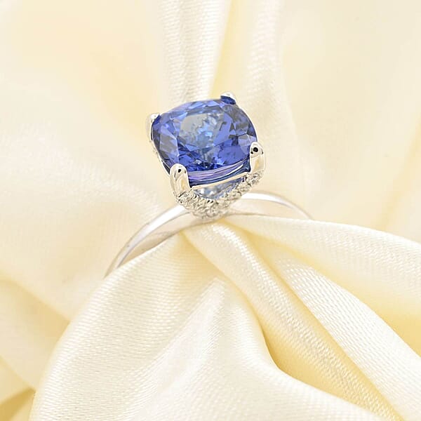 Certified & Appraised Rhapsody 950 Platinum AAAA Tanzanite And E-F VS Diamond Ring 2.75 Ctw 4.40 Grams