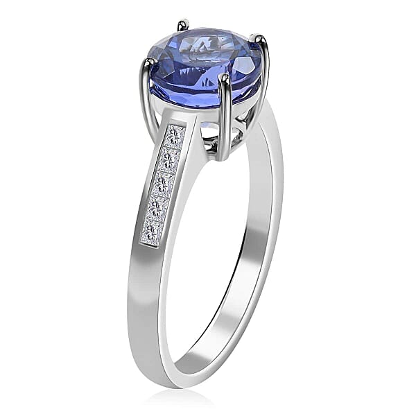 Certified & Appraised Rhapsody 950 Platinum AAAA Tanzanite And E-F VS Diamond Ring 5.20 Grams 2.50 Ctw