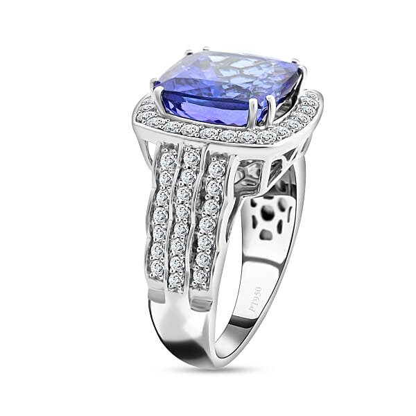 Certified & Appraised Rhapsody 950 Platinum AAAA Tanzanite And E-F VS Diamond Ring 13 Grams 8.40 Ctw