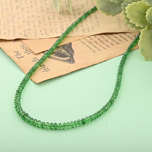 Certified & Appraised Rhapsody 950 Platinum AAAA Tsavorite Garnet Beaded Necklace 18 Inches 60.00 Ctw