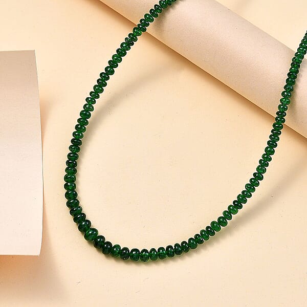 Certified & Appraised Rhapsody 950 Platinum AAAA Tsavorite Garnet 50.00 Ctw Beaded Graduate Necklace 18-20 Inches