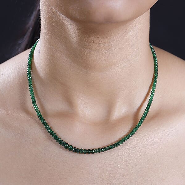 Certified & Appraised Rhapsody 950 Platinum AAAA Tsavorite Garnet 50.00 Ctw Beaded Graduate Necklace 18-20 Inches