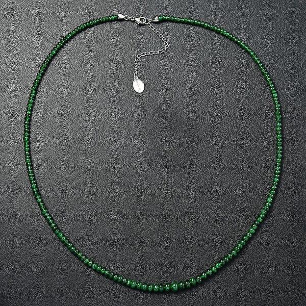 Certified & Appraised Rhapsody 950 Platinum AAAA Tsavorite Garnet 50.00 Ctw Beaded Graduate Necklace 18-20 Inches