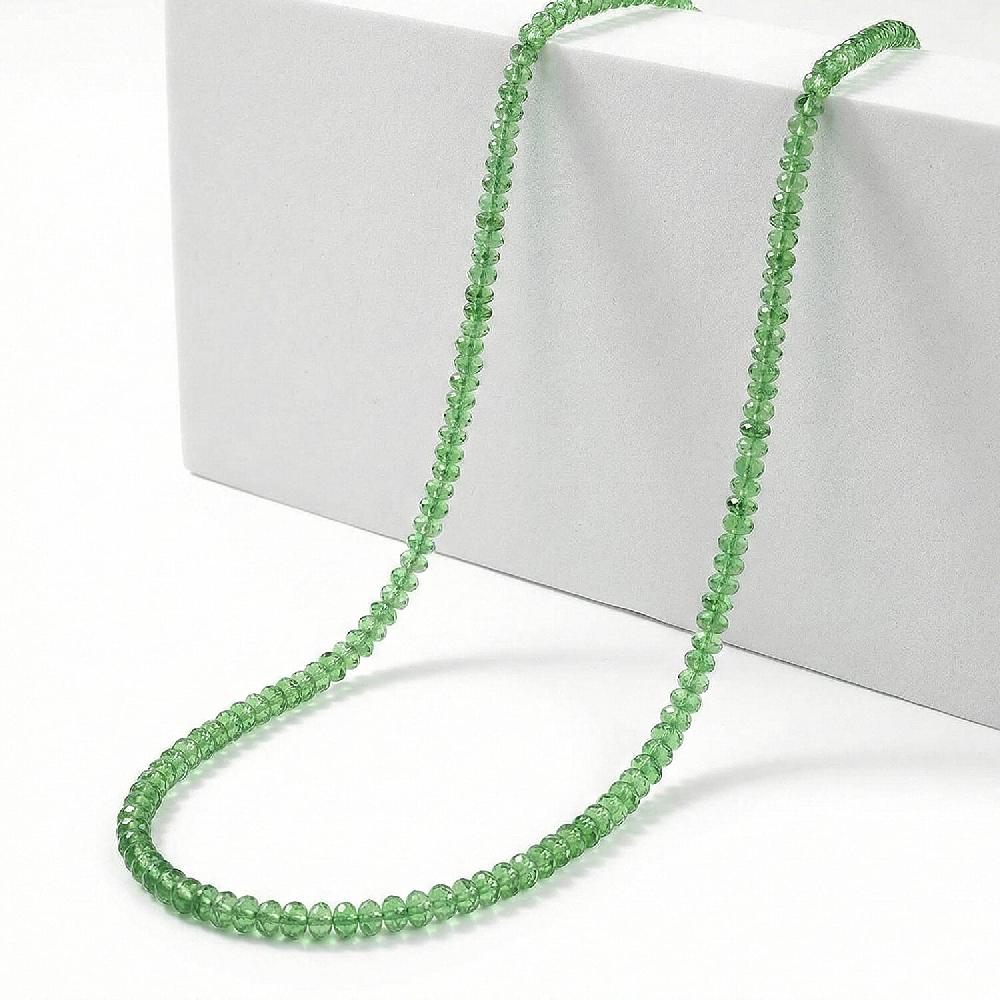 Certified & Appraised Rhapsody 950 Platinum AAAA Tsavorite Garnet Beaded Necklace 18 Inches 60.00 ctw