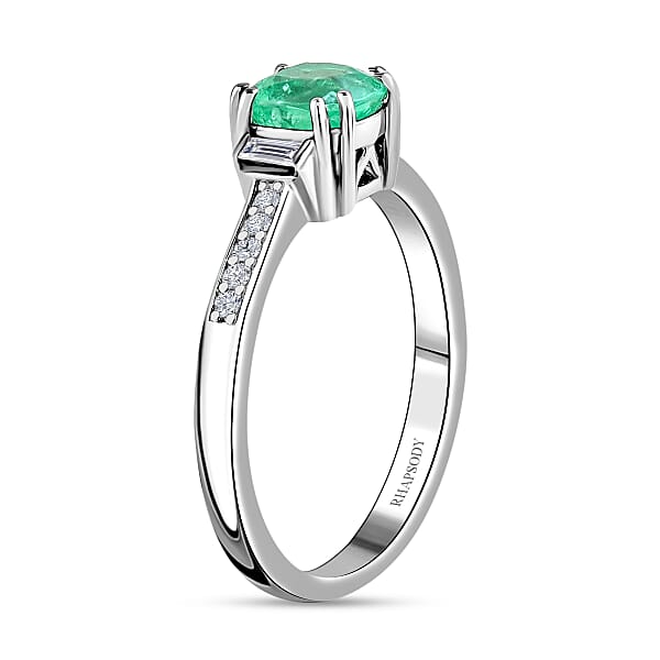 Certified & Appraised Rhapsody AAAA Boyaca Colombian Emerald And E-F VS Diamond 2.10 Ctw Ring In 950 Platinum 5.15 Grams