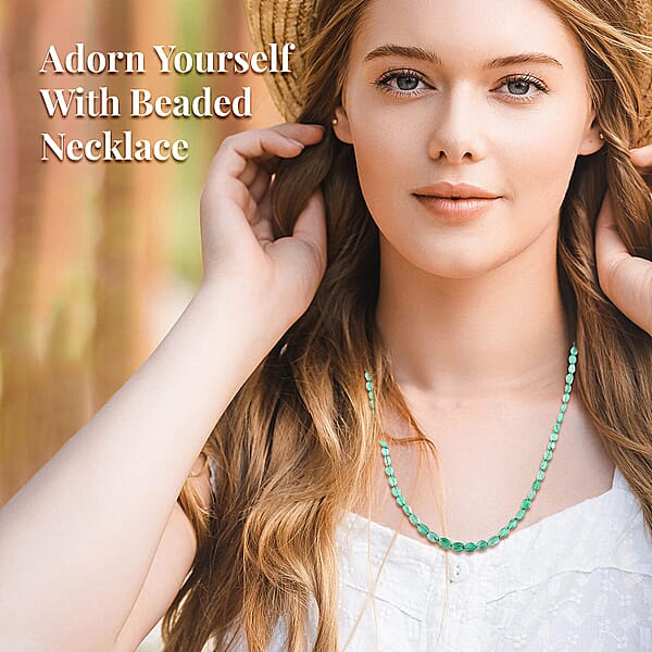 Certified & Appraised Rhapsody AAAA Boyaca Colombian Emerald 40.00 Ctw Beaded Necklace 18 Inches In 950 Platinum
