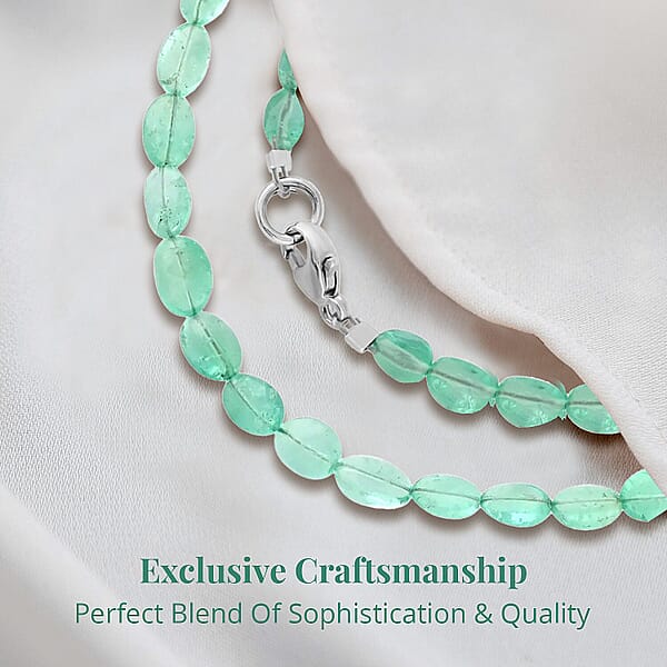 Certified & Appraised Rhapsody AAAA Boyaca Colombian Emerald 40.00 Ctw Beaded Necklace 18 Inches In 950 Platinum
