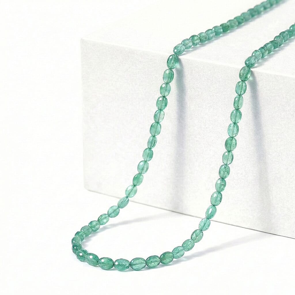 Certified & Appraised Rhapsody AAAA Boyaca Colombian Emerald 40.00 ctw Beaded Necklace 18 Inches in 950 Platinum