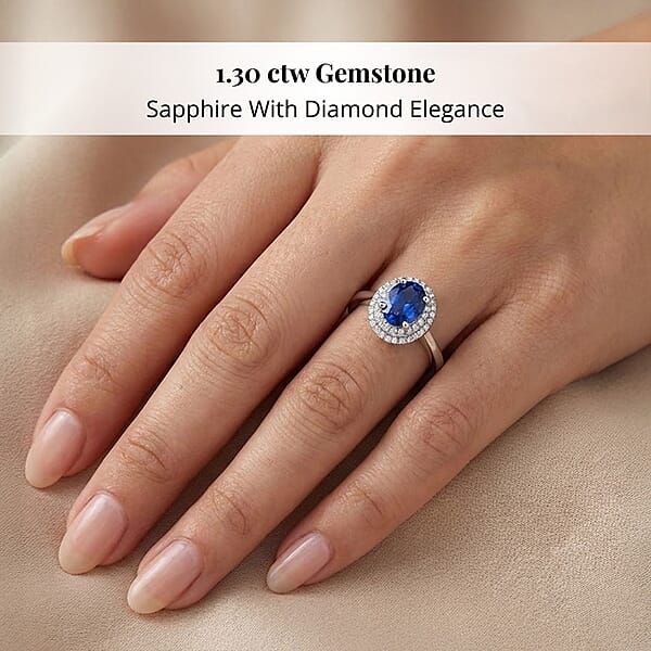 Certified & Appraised Rhapsody AAAA Ceylon Blue Sapphire And E-F VS Diamond 1.30 Ctw Ring In 950 Platinum 5.10 Grams