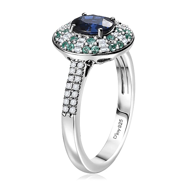 Certified & Appraised Rhapsody AAAA Ceylon Blue Sapphire Paraiba Tourmaline And E-F VS Diamond 2.00 Ctw Ring In 950 Platinum 6.50 Grams