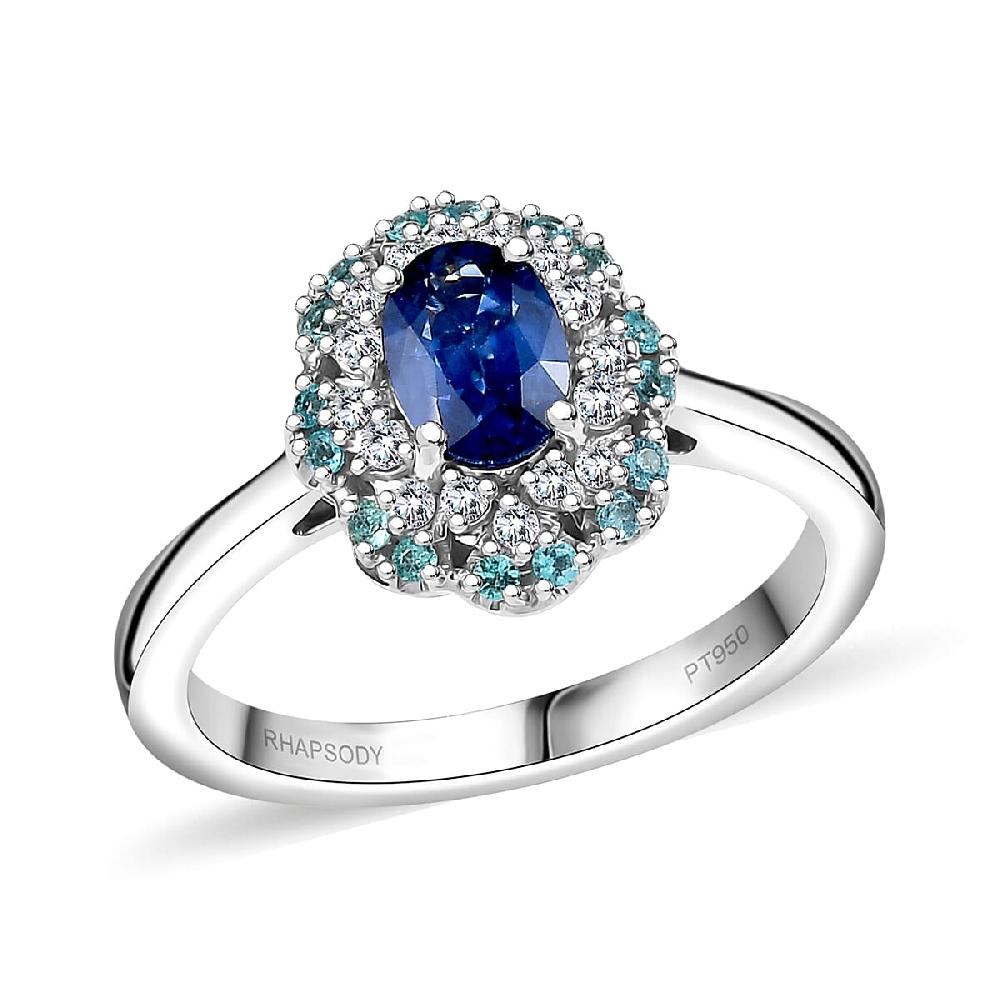 Certified & Appraised Rhapsody AAAA Ceylon Blue Sapphire Paraiba Tourmaline and E-F VS Diamond 1.50 ctw Ring in 950 Platinum 8 Grams (Del. in 10-12 Days)