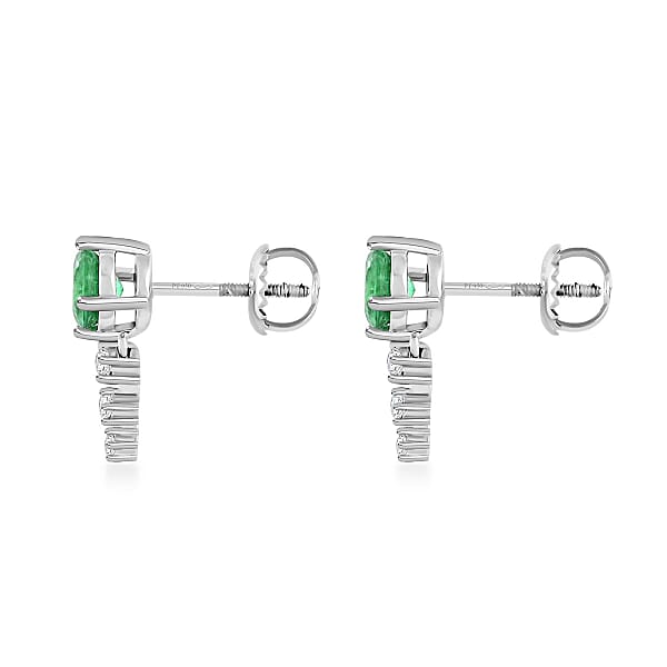 Certified & Appraised Rhapsody AAAA Gemfield Emerald And E-F VS Diamond 1.10 Ctw Earrings In 950 Platinum