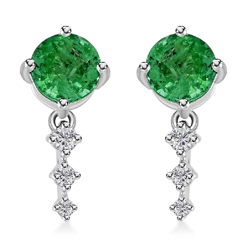 Certified & Appraised Rhapsody AAAA Gemfield Emerald and E-F VS Diamond 1.10 ctw Earrings in 950 Platinum