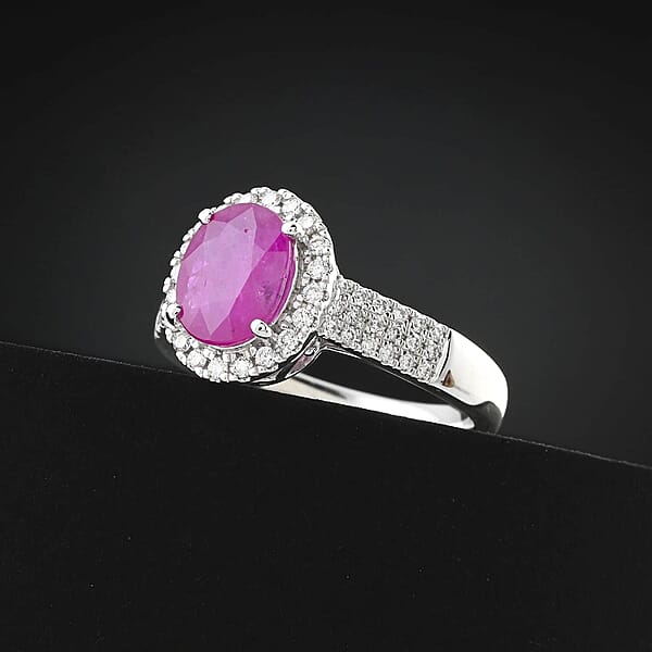 Certified & Appraised Rhapsody AAAA GORONGOSA Mozambique Ruby And E-F VS Diamond 2.15 Ctw Ring In 950 Platinum 7.26 Grams (Del. In 10-15 Days)