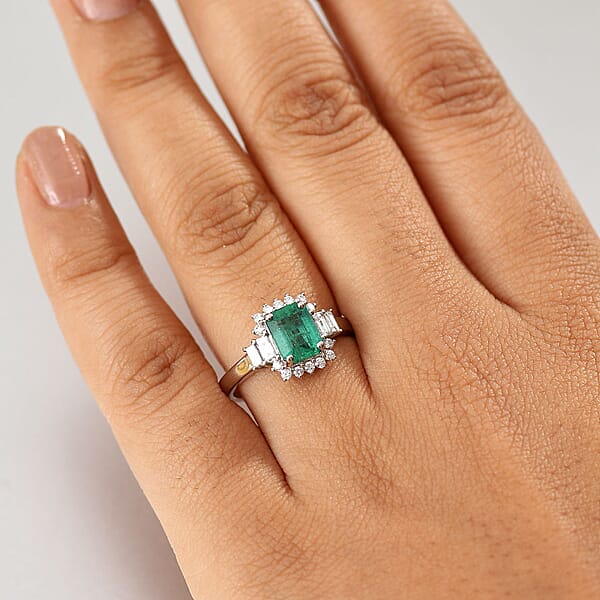 Certified & Appraised Rhapsody AAAA Kagem Zambian Emerald And E-F VS Diamond 2.05 Ctw Ring In 950 Platinum