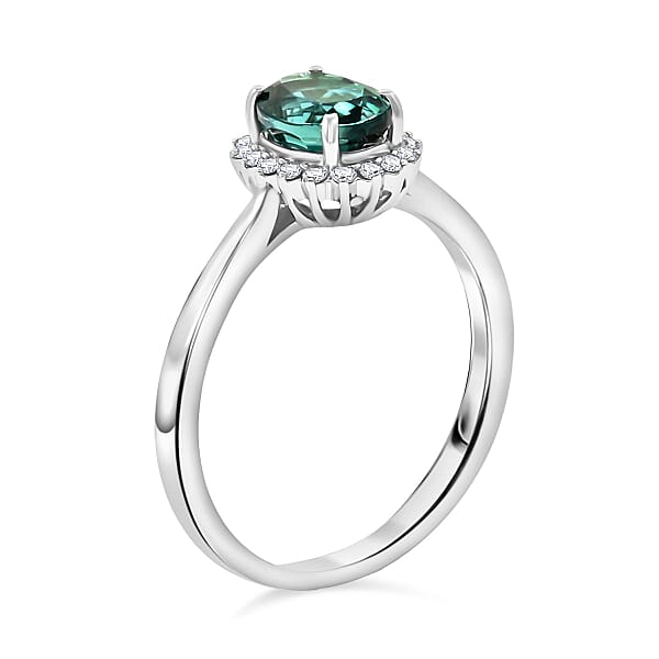 Certified & Appraised Rhapsody AAAA Lagoon Tourmaline And E-F VS Diamond 1.25 Ctw Ring In 950 Platinum 5.16 Grams