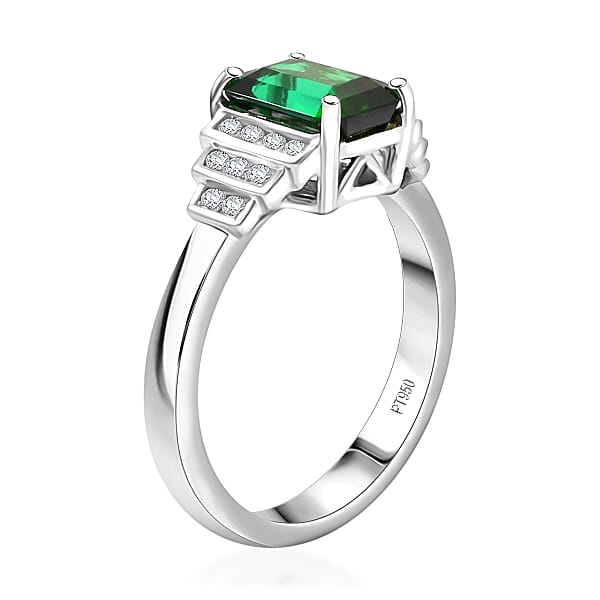 Certified & Appraised Rhapsody AAAA Lagoon Tourmaline And E-F VS Diamond 2.00 Ctw Ring In 950 Platinum 6.16 Grams
