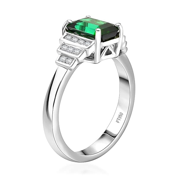 Certified & Appraised Rhapsody AAAA Lagoon Tourmaline And E-F VS Diamond 2.00 Ctw Ring In 950 Platinum 6.16 Grams