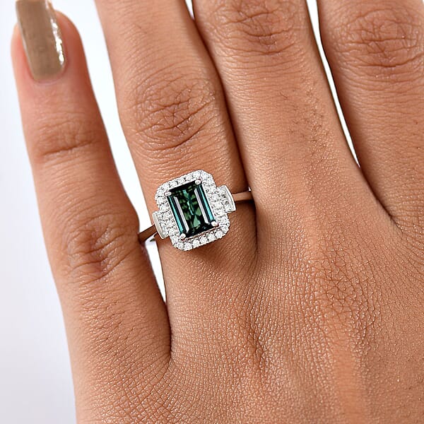 Certified & Appraised Rhapsody AAAA Lagoon Tourmaline And E-F VS Diamond 1.81 Ctw Ring In 950 Platinum 5.45 Grams