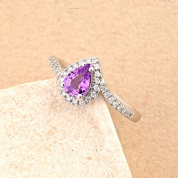 Certified & Appraised Rhapsody AAAA Madagascar Purple Sapphire And E-F VS Diamond 1.00 Ctw Ring In 950 Platinum 5.27 Grams