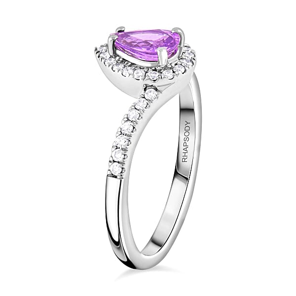 Certified & Appraised Rhapsody AAAA Madagascar Purple Sapphire And E-F VS Diamond 1.00 Ctw Ring In 950 Platinum 5.27 Grams