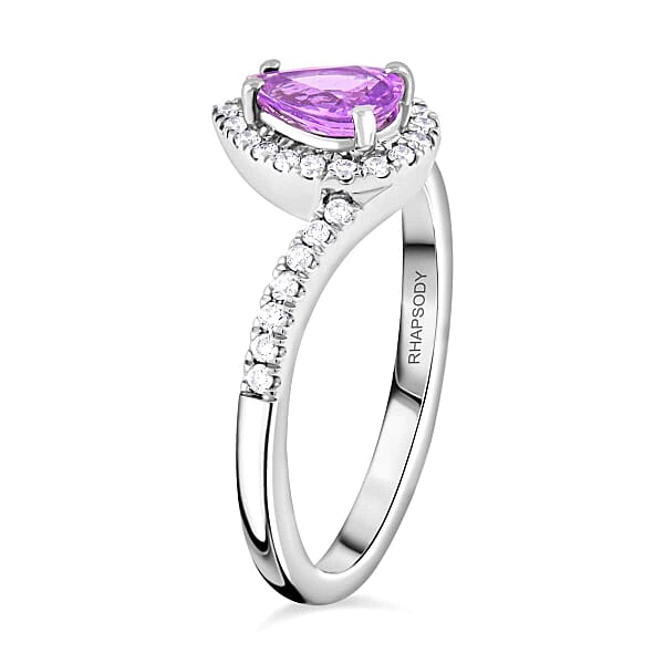 Certified & Appraised Rhapsody AAAA Madagascar Purple Sapphire And E-F VS Diamond 1.00 Ctw Ring In 950 Platinum 5.27 Grams