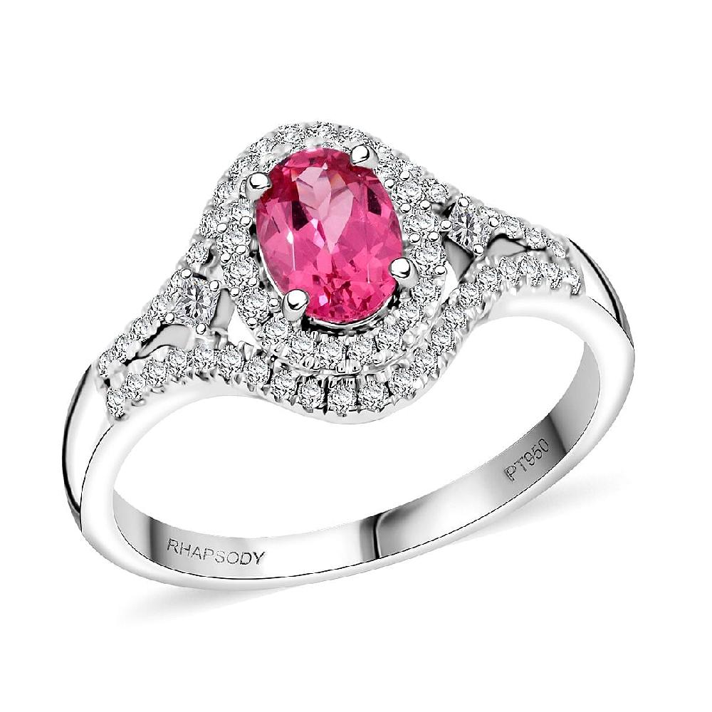 Certified & Appraised Rhapsody AAAA Mahenge Pink Spinel and E-F VS Diamond 1.30 ctw Ring in 950 Platinum 6.94 Grams