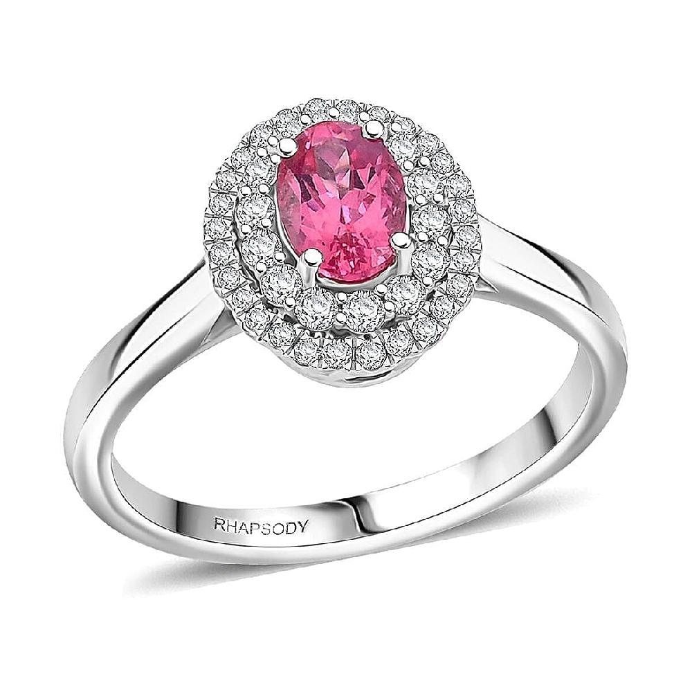 Certified & Appraised Rhapsody AAAA Mahenge Pink Spinel and E-F VS Diamond 1.05 ctw Ring in 950 Platinum 5.84 Grams