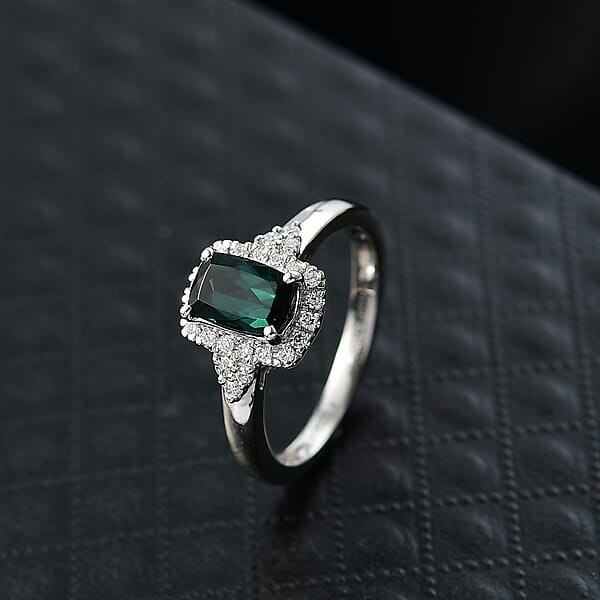 Certified & Appraised Rhapsody AAAA Monte Belo Indicolite And E-F VS Diamond 1.35 Ctw Ring In 950 Platinum (Size 6.0) 5.83 Grams
