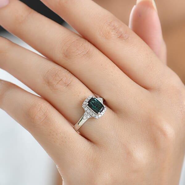 Certified & Appraised Rhapsody AAAA Monte Belo Indicolite And E-F VS Diamond 1.35 Ctw Ring In 950 Platinum (Size 6.0) 5.83 Grams