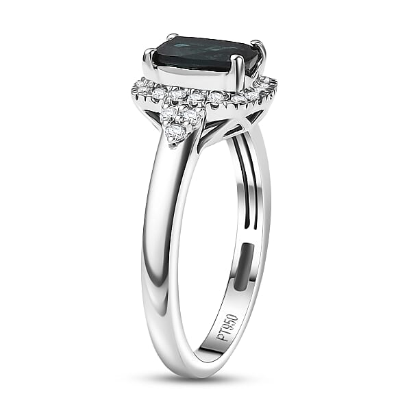 Certified & Appraised Rhapsody AAAA Monte Belo Indicolite And E-F VS Diamond 1.35 Ctw Ring In 950 Platinum (Size 6.0) 5.83 Grams