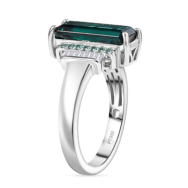 Certified & Appraised Rhapsody AAAA Monte Belo Indicolite Paraiba Tourmaline And E-F VS Diamond 4.00 Ctw Ring In 950 Platinum 7.80 Grams