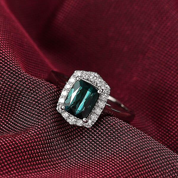 Certified & Appraised Rhapsody AAAA Monte Belo Indicolite And E-F VS Diamond 1.80 Ctw Ring In 950 Platinum 5.80 Grams